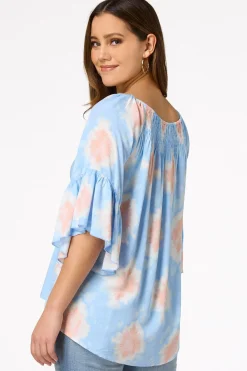 Cato Smocked Tie Dye Top> Tops