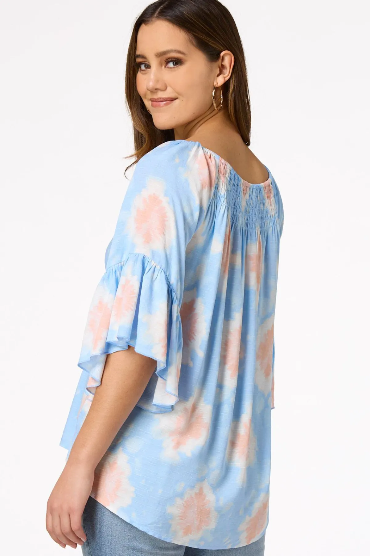 Cato Smocked Tie Dye Top> Tops