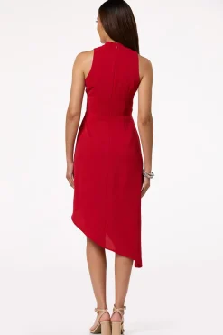 Cato Solid Asymmetrical Midi Dress><noscript><img width=