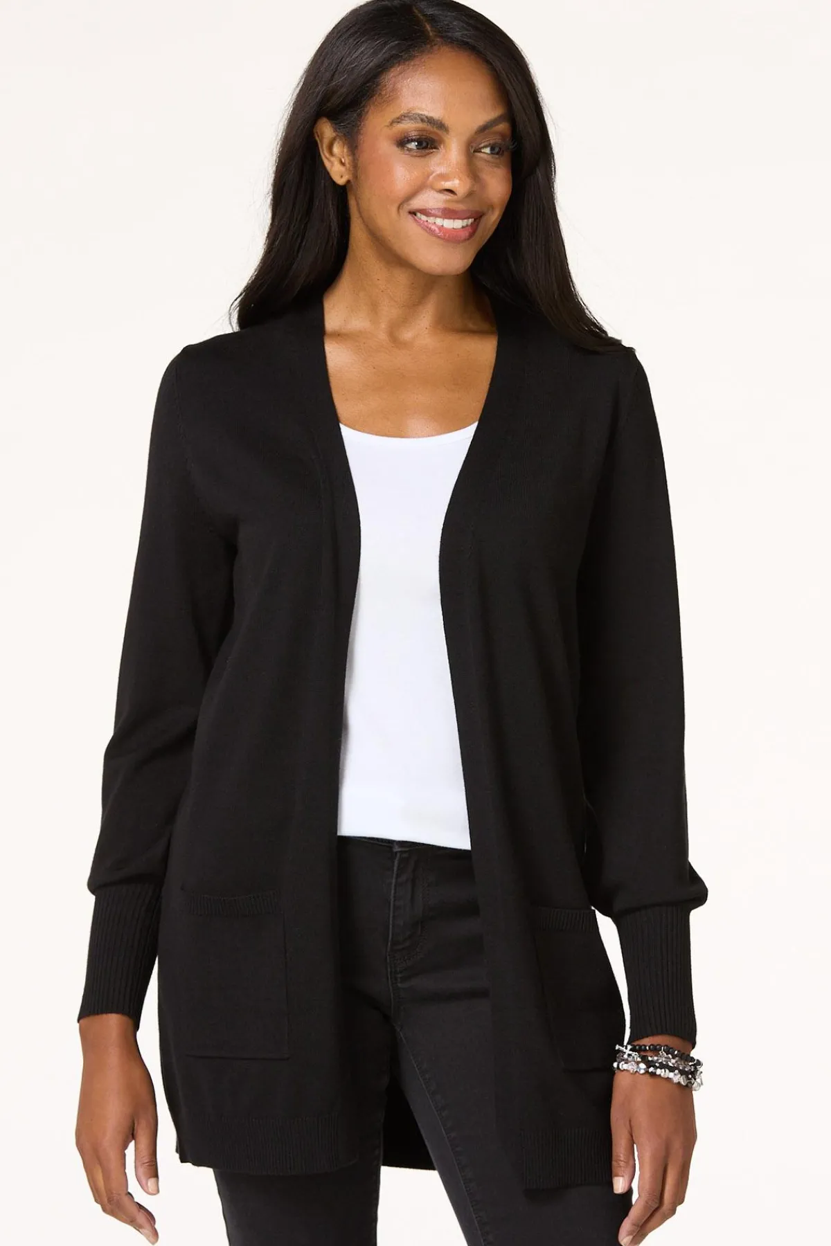 Cato Solid Balloon Sleeve Cardigan> Sweaters