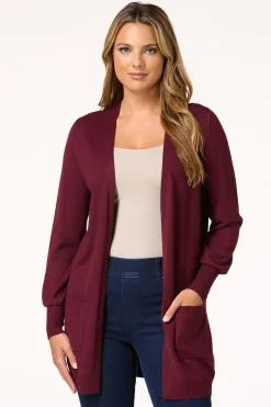 Cato Solid Balloon Sleeve Cardigan><noscript><img width=