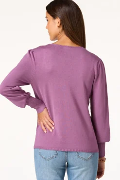 Cato Solid Balloon Sleeve Sweater><noscript><img width=