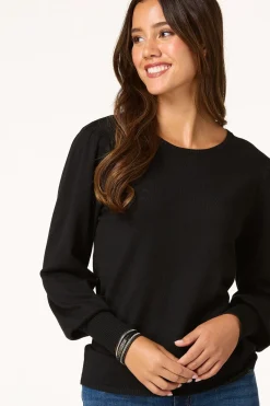 Cato Solid Balloon Sleeve Sweater><noscript><img width=