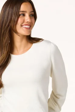 Cato Solid Balloon Sleeve Sweater><noscript><img width=