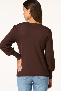 Cato Solid Balloon Sleeve Sweater><noscript><img width=