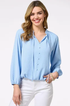Cato Solid Bubble Hem Popover Top> Tops