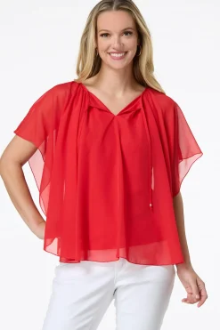 Cato Solid Chiffon Capelet> Tops