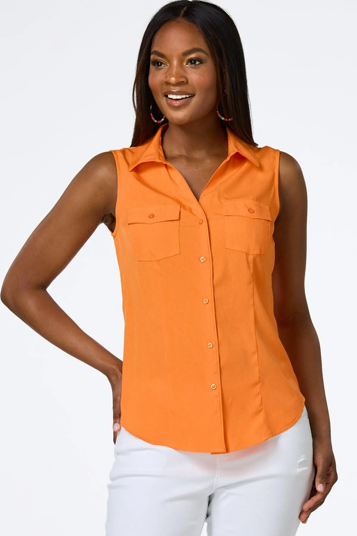 Cato Solid Collared Tank> Tops