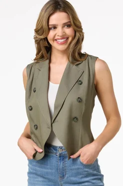 Cato Solid Double Breasted Vest> Jackets & Vests