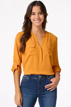 Cato Solid Double Pocket Top><noscript><img width=