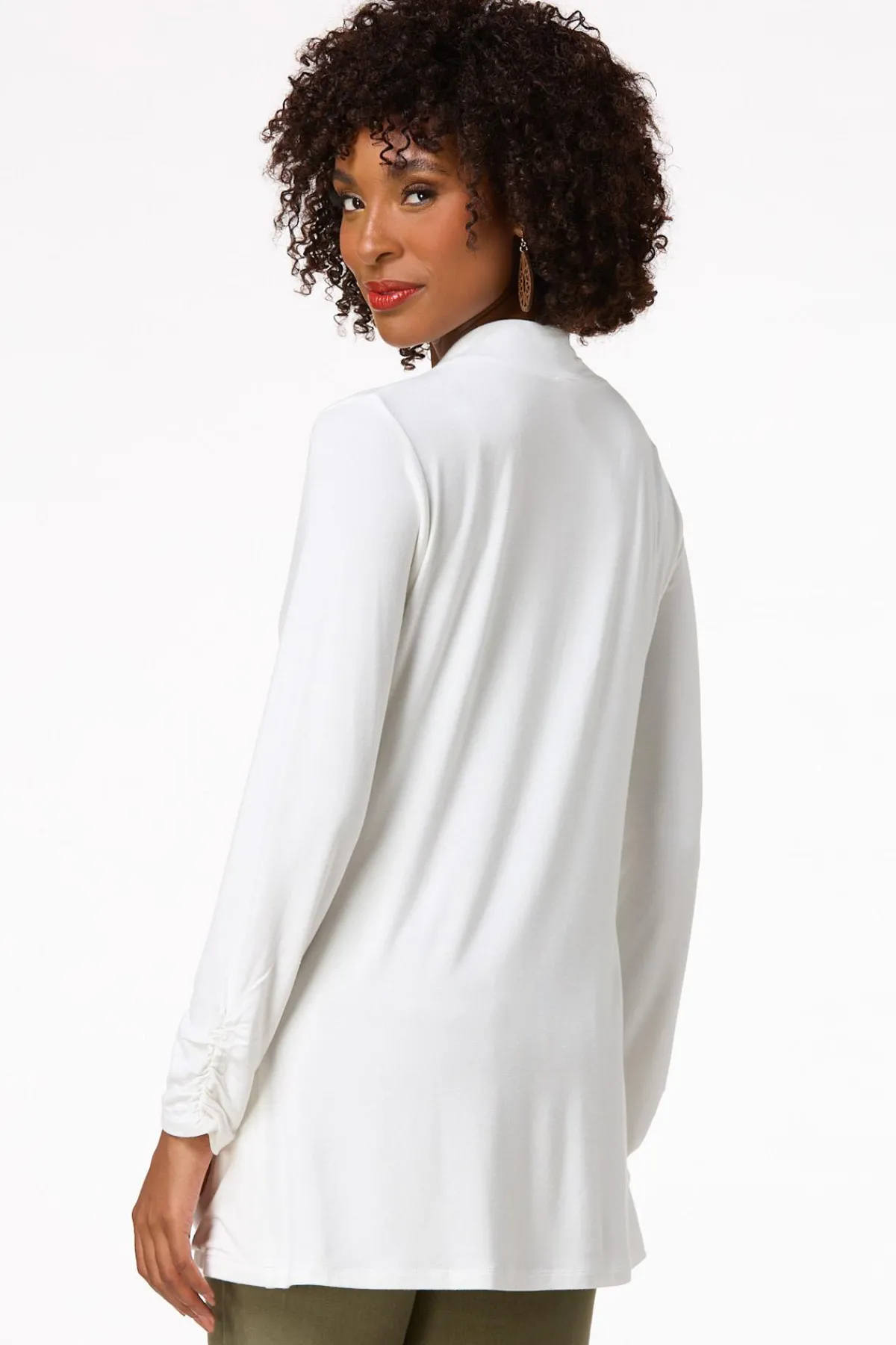 Cato Solid Draped Cardigan> Tops