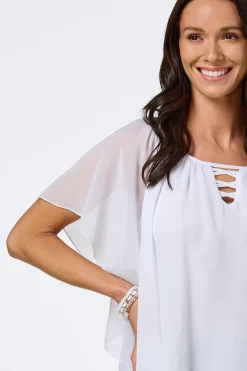 Cato Solid Lattice Neck Capelet><noscript><img width=