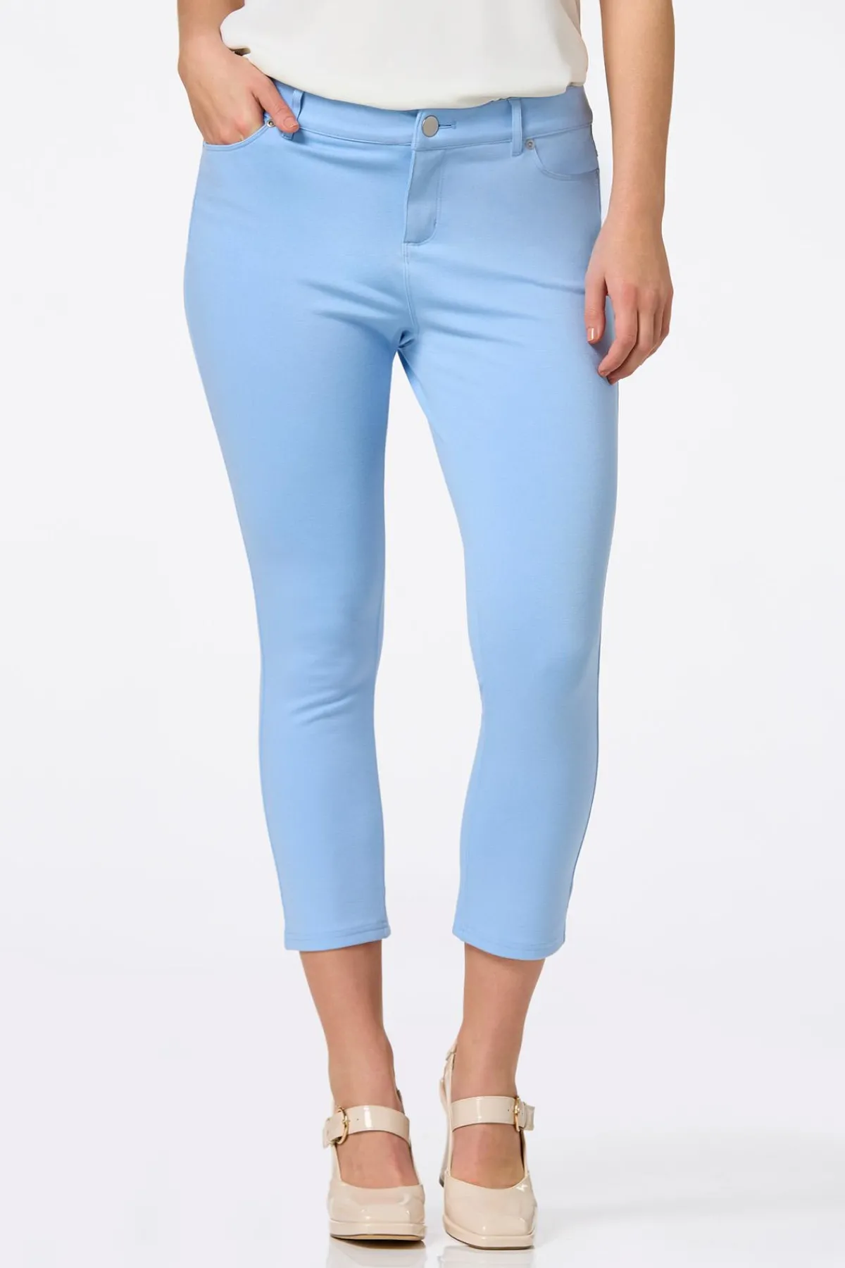 Cato Solid Ponte Skinny Cropped Pants> Pants