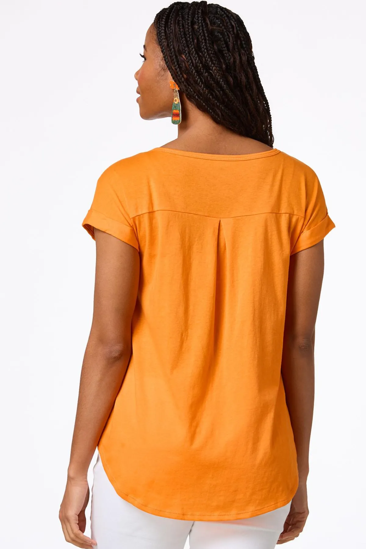 Cato Solid Rolled Cuff Tee> Tops