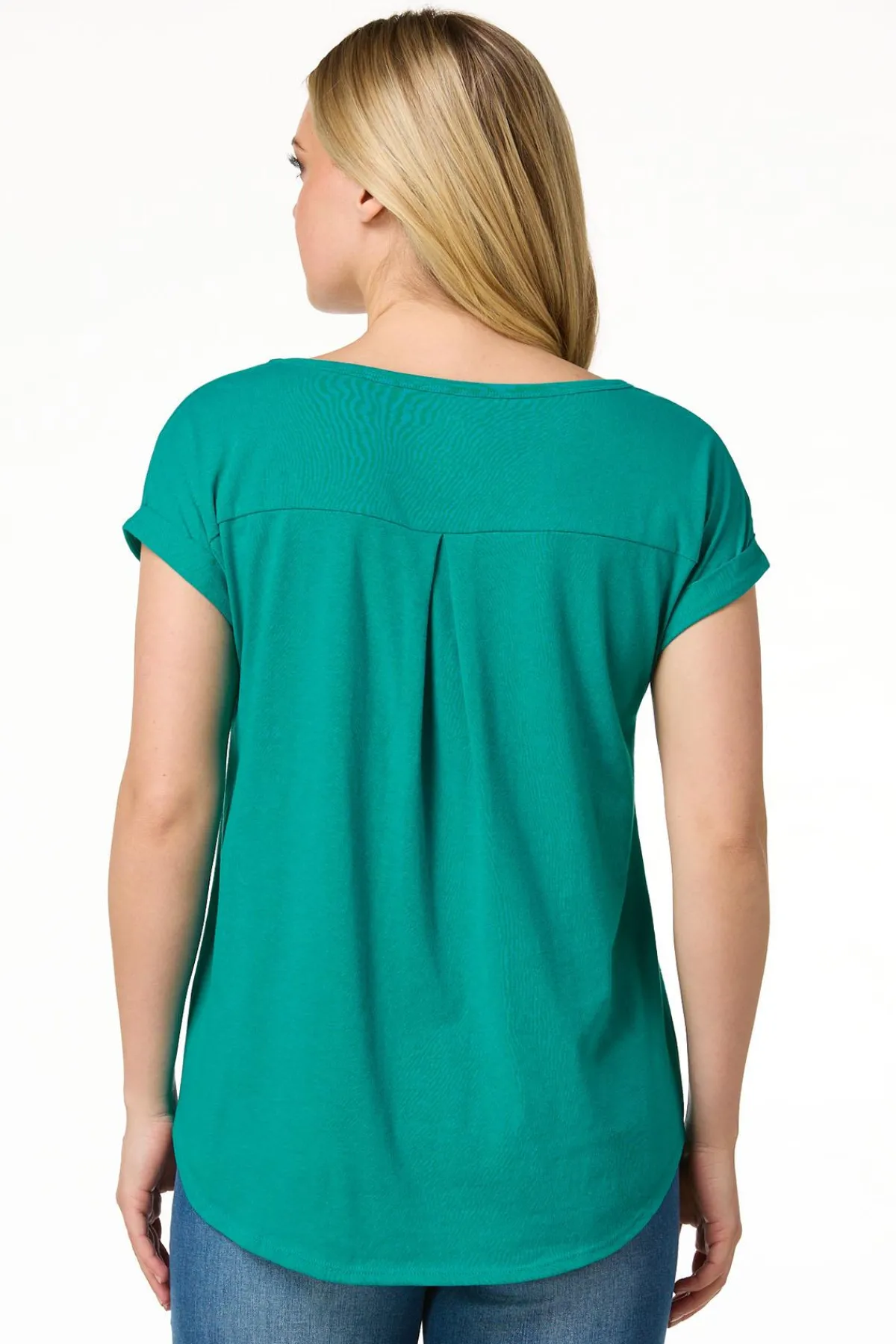 Cato Solid Rolled Cuff Tee> Tops