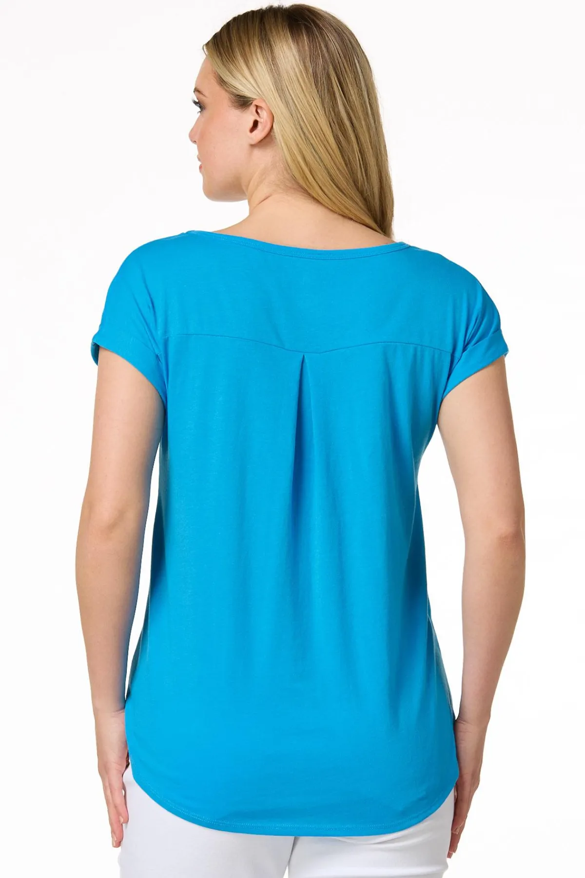 Cato Solid Rolled Cuff Tee> Tops