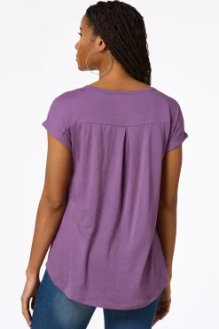 Cato Solid Rolled Cuff Tee><noscript><img width=
