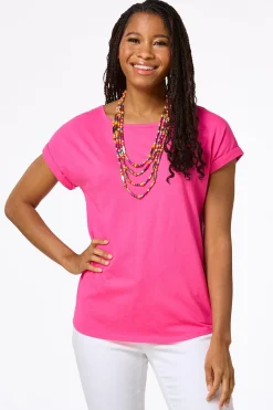 Cato Solid Rolled Cuff Tee><noscript><img width=