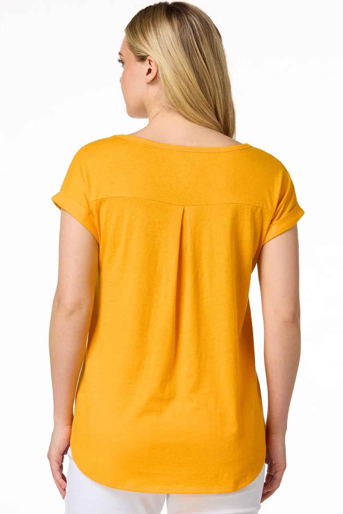 Cato Solid Rolled Cuff Tee> Tops