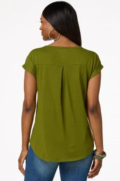 Cato Solid Rolled Cuff Tee><noscript><img width=