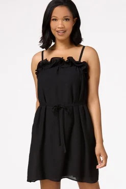 Cato Solid Ruffled Tie Waist Dress> Dresses