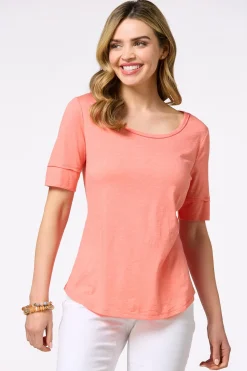 Cato Solid Scoop Neck Tee><noscript><img width=