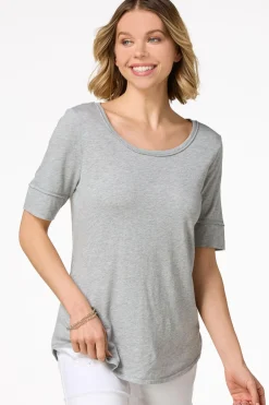 Cato Solid Scoop Neck Tee><noscript><img width=