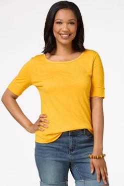 Cato Solid Scoop Neck Tee><noscript><img width=