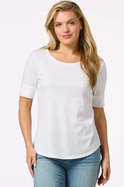 Cato Solid Scoop Neck Tee><noscript><img width=