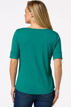 Cato Solid Scoop Neck Tee><noscript><img width=
