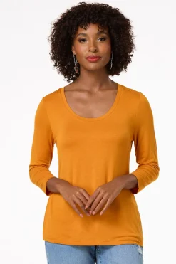 Cato Solid Scoop Neck Top> Tops