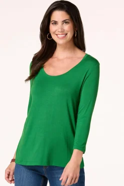 Cato Solid Scoop Neck Top><noscript><img width=