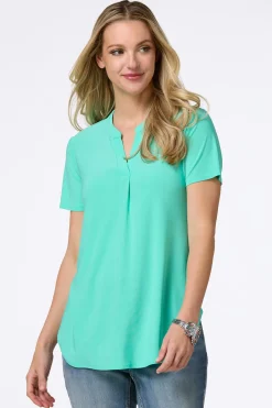 Cato Solid Split V- Neck Top><noscript><img width=