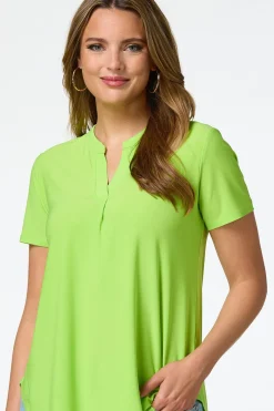 Cato Solid Split V- Neck Top><noscript><img width=