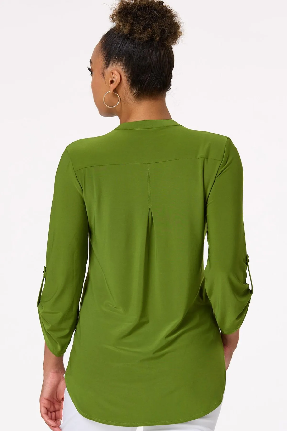 Cato Solid Split V- Neck Top> Tops