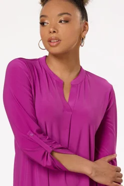 Cato Solid Split V- Neck Top><noscript><img width=