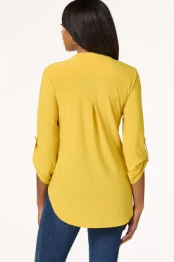 Cato Solid Split V- Neck Top><noscript><img width=