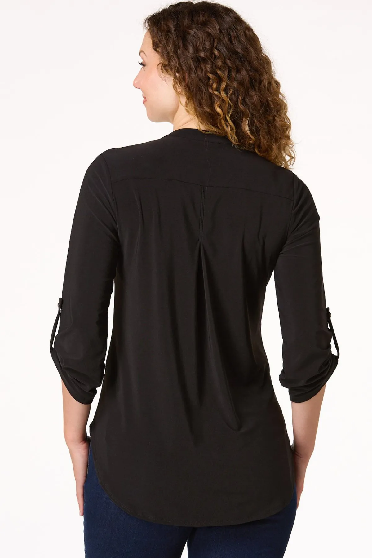 Cato Solid Split V- Neck Top> Tops