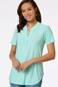 Cato Solid Stretchy Knit Top> Tops