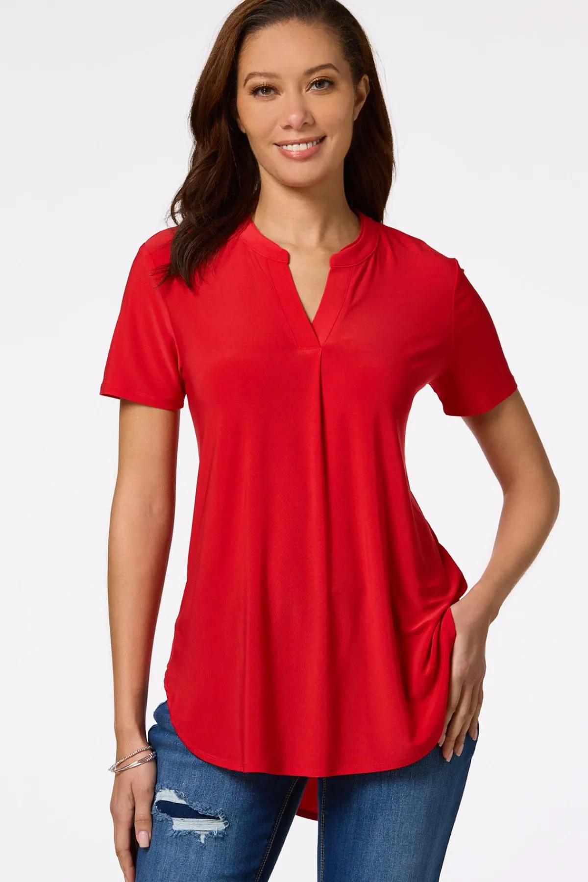 Cato Solid Stretchy Knit Top> Tops