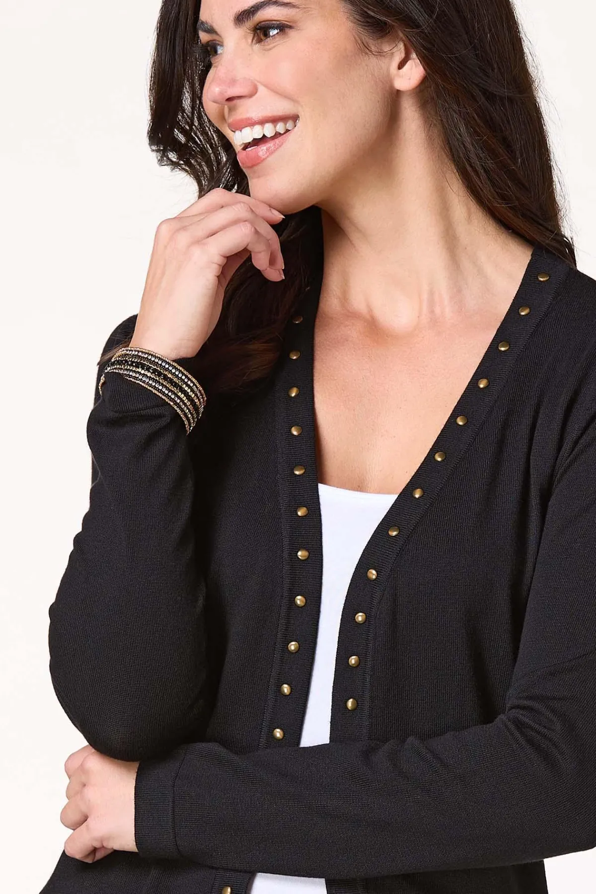 Cato Solid Studded Cardigan> Sweaters