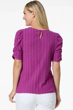 Cato Solid Textured Puff Sleeve Top><noscript><img width=