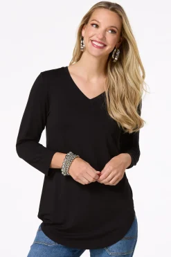 Cato Solid V- Neck Tunic Top><noscript><img width=