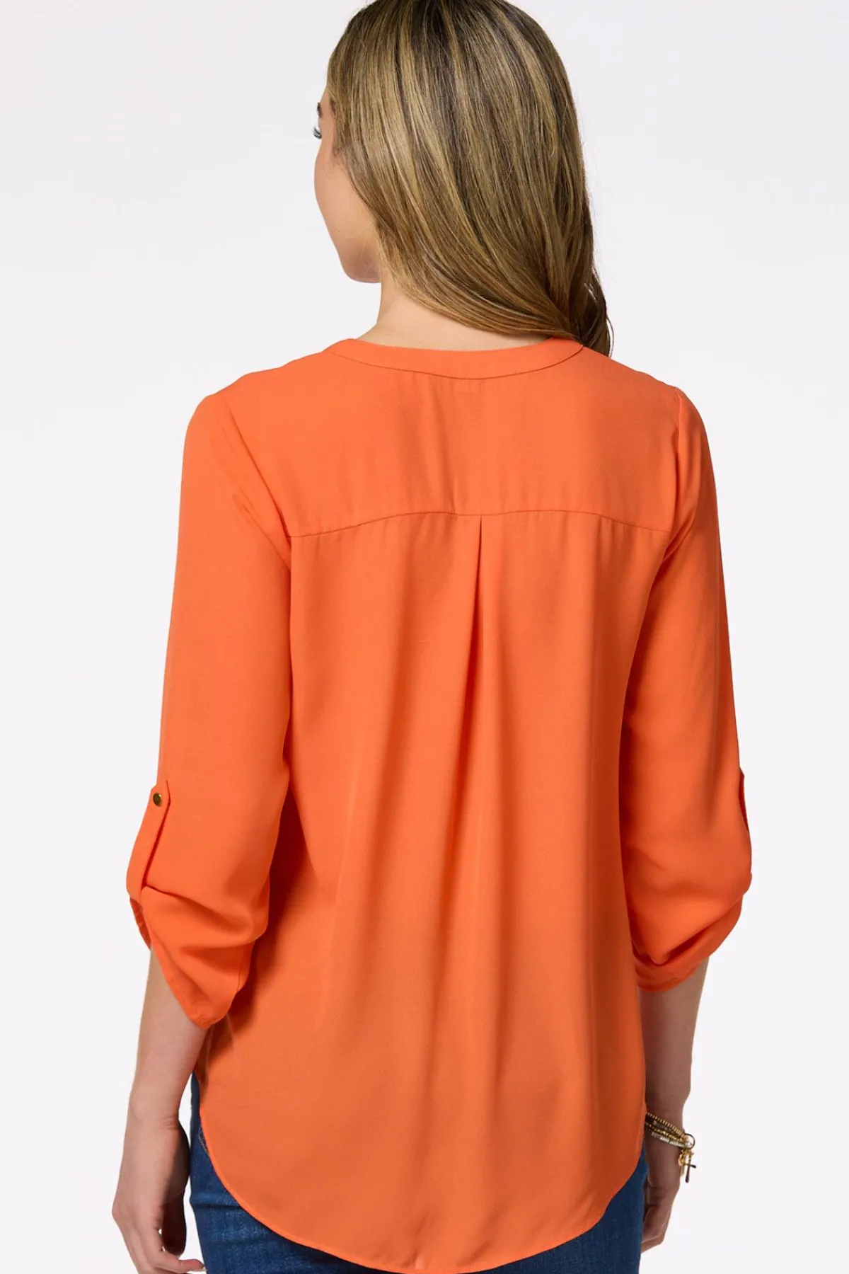 Cato Solid Zip Neckline Top> Tops
