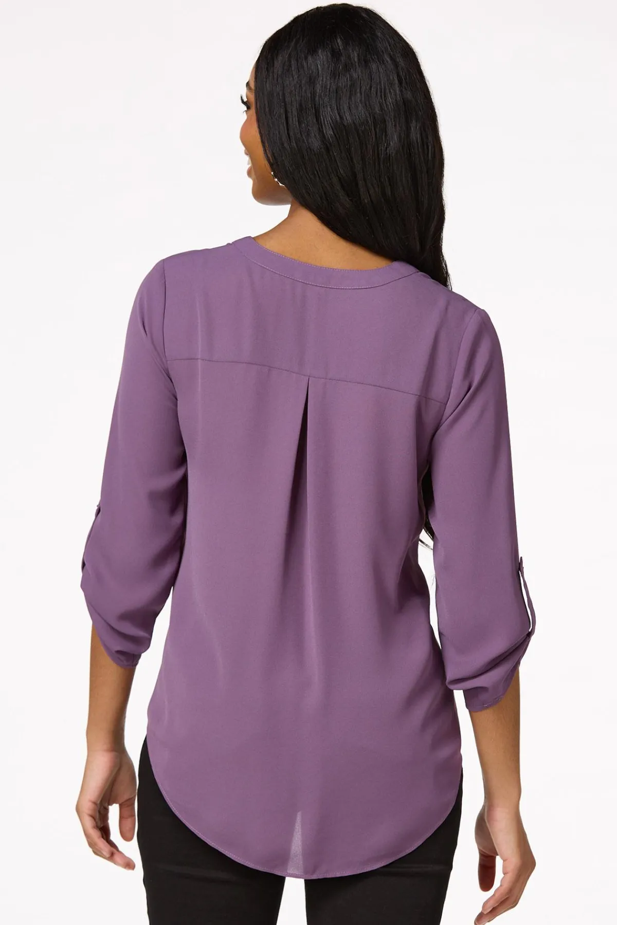 Cato Solid Zip Neckline Top> Tops