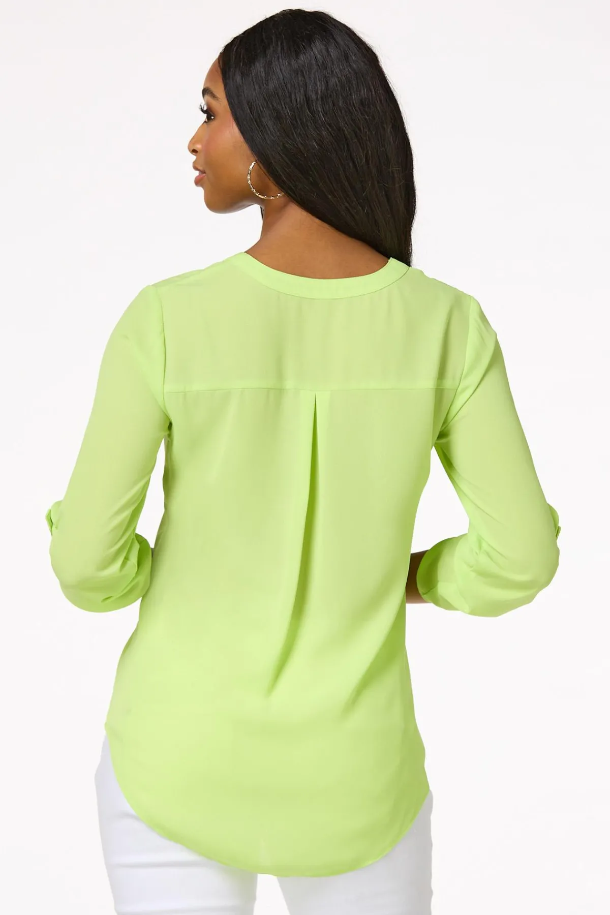 Cato Solid Zip Neckline Top> Tops