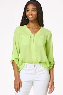 Cato Solid Zip Neckline Top><noscript><img width=