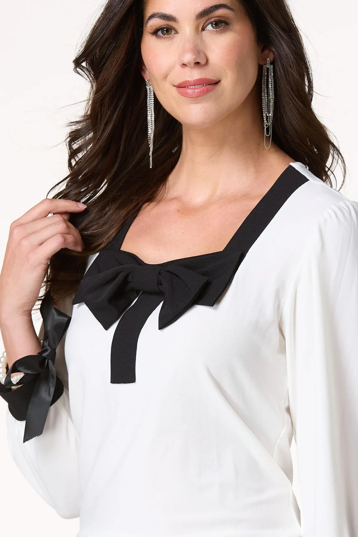 Cato Square Neck Bow Top> Tops
