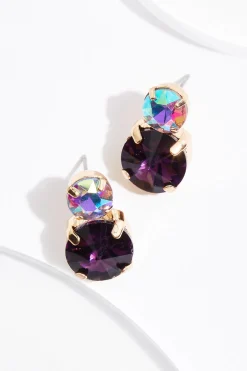 Cato Stacked Stone Button Earrings> Earrings