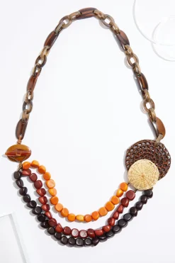 Cato Statement Wood Rattan Necklace> Necklaces